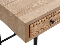 Vente-unique Bureaumeubel-Bureau Met 3 Lades - Mdf En Metaal - Kleuren: Naturel En Zwart - Akivi