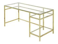PASCAL MORABITO Bureaumeubel-Bureau Met 2 Rekken - Gehard Glas En Staal - Goudkleurig - Tizio - Van