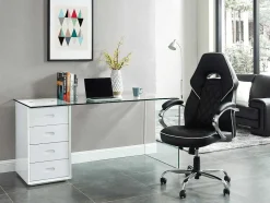 Vente-unique Bureaumeubel-Bureau Muriel Met Opbergruimte - 4 Laden - Gehard Glas & Mdf