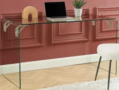 Vente-unique Bureaumeubel-Bureau Van Gehard Glas - Transparant - Madro
