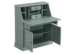 Vente-unique Bureaumeubel-Bureaukast Cleore - Grenen En Mdf - Amandelgroen