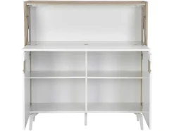 Vente-unique Bureaumeubel-Bureaukast Met 3 Deuren - Mdf En Metaal - Naturel En Wit - Derelis