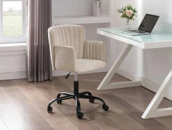 Vente-unique Bureaustoel-Bureaustoel - Stof - Beige - Verstelbare Hoogte - Toara