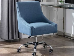 Vente-unique Bureaustoel-Bureaustoel - Stof - Blauw - Verstelbare Hoogte - Wondio