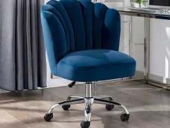 PASCAL MORABITO Bureaustoel-Bureaustoel - Velours - Blauw - Verstelbare Hoogte - Ruty Van