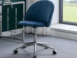 Vente-unique Bureaustoel-Bureaustoel - Velours - Blauw - Verstelbare Hoogte - Melbourne