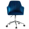 Vente-unique Bureaustoel-Bureaustoel Eleana - Fluweel - Verstelbare Hoogte - Blauw
