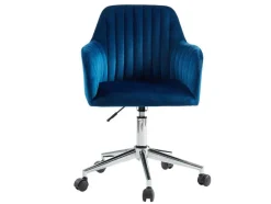 Vente-unique Bureaustoel-Bureaustoel Eleana - Fluweel - Verstelbare Hoogte - Blauw
