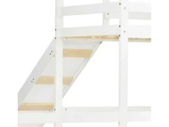 ModernLuxe Kinderbed-Cabine Stapelbed Met Glijbaan - 90X200Cm + 90X100Cm - Massief Grenen - Wit