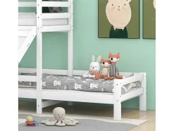 ModernLuxe Kinderbed-Cabine Stapelbed Met Glijbaan - 90X200Cm + 90X100Cm - Massief Grenen - Wit