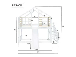 ModernLuxe Kinderbed-Cabine Stapelbed 90X200Cm - Massief Grenen - Met Trap En Glijbaan - Wit
