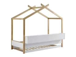 ModernLuxe Bed Met Slaaplade-Cabinebed 90X200Cm Met Uitschuifbaar Onderschuifbed 90X190Cm - 4 Planken Op Bed - Structuur Massief Grenen - Wit