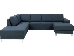 Vente-unique Modulair-Calverton Hoekbank Chaise Longue Rechts Gericht Donkerblauw.