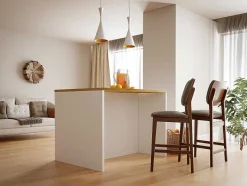 Vente-unique Keukeneiland-Centraal Keukeneiland Met 2 Deurtjes - Wit En Naturel - Mechila