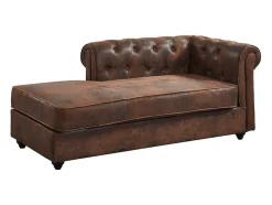 Vente-unique Chaise Longue-Chaise Longue - Hoek Links - Chesterfield Shirel Van Microvezel Met Lived-In Leeraspect