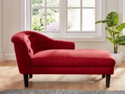 Vente-unique Chaise Longue-Chaise Longue - Hoek Rechts - Anouk Van Stof - Rood