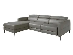 Angel Cerda Hoekbank-Chaise Longue Bank In Donkergrijs Leer Met Relaxmechanisme 6125
