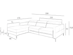 Angel Cerda Hoekbank-Chaise Longue Bank In Donkergrijs Leer Met Relaxmechanisme 6125
