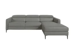Angel Cerda Hoekbank-Chaise Longue Bank In Donkergrijs Leer Met Relaxmechanisme 6126