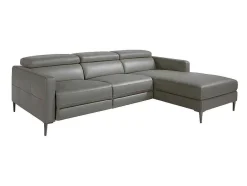 Angel Cerda Hoekbank-Chaise Longue Bank In Donkergrijs Leer Met Relaxmechanisme 6126