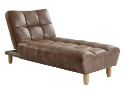 Vente-unique Chaise Longue-Chaise Longue Klik-Klak Van Gerijpte Microvezel Esteban - Chocolade Vintage