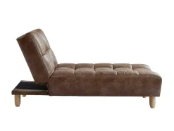 Vente-unique Chaise Longue-Chaise Longue Klik-Klak Van Gerijpte Microvezel Esteban - Chocolade Vintage