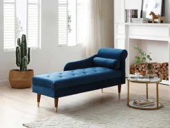 Vente-unique Chaise Longue-Chaise Longue Links Van Blauwgroen Velours Umari