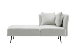 Vente-unique Chaise Longue-Chaise Longue Links Van Cremekleurige Stof Napasa
