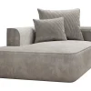 Vente-unique Chaise Longue-Chaise Longue Met Hoek Links Van Beige Ribfluweel Pineta