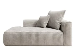 Vente-unique Chaise Longue-Chaise Longue Met Hoek Links Van Beige Ribfluweel Pineta