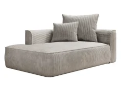 Vente-unique Chaise Longue-Chaise Longue Met Hoek Links Van Beige Ribfluweel Pineta