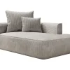 Vente-unique Chaise Longue-Chaise Longue Met Hoek Rechts Van Beige Ribfluweel Pineta