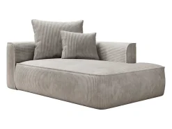 Vente-unique Chaise Longue-Chaise Longue Met Hoek Rechts Van Beige Ribfluweel Pineta