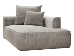 Vente-unique Chaise Longue-Chaise Longue Met Hoek Rechts Van Beige Ribfluweel Pineta