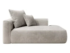 Vente-unique Chaise Longue-Chaise Longue Met Hoek Rechts Van Beige Ribfluweel Pineta