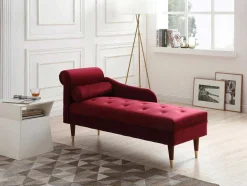 Vente-unique Chaise Longue-Chaise Longue Rechts Van Bordeaux-Rood Velours Umari