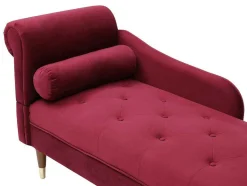Vente-unique Chaise Longue-Chaise Longue Rechts Van Bordeaux-Rood Velours Umari