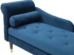 Vente-unique Chaise Longue-Chaise Longue Rechts Van Blauwgroen Velours Umari