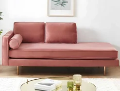 Vente-unique Chaise Longue-Chaise Longue Van Stof Kahel- Hoek Rechts - Oud Roze