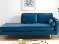 Vente-unique Chaise Longue-Chaise Longue Van Stof Kahel - Hoek Links - Eendblauw