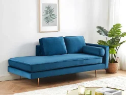 Vente-unique Chaise Longue-Chaise Longue Van Stof Kahel - Hoek Links - Eendblauw