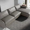 Angel Cerda Hoekbank-Chaiselongue Bank (R) In Leer En Verdonkerd Staal 6154