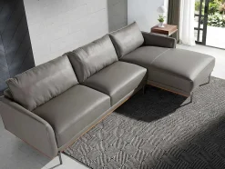 Angel Cerda Hoekbank-Chaiselongue Bank (R) In Leer En Verdonkerd Staal 6154