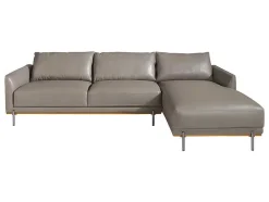Angel Cerda Hoekbank-Chaiselongue Bank (R) In Leer En Verdonkerd Staal 6154