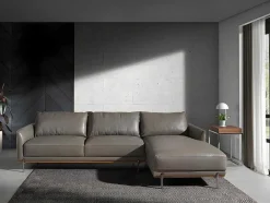 Angel Cerda Hoekbank-Chaiselongue Bank (R) In Leer En Verdonkerd Staal 6154
