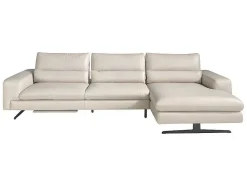 Angel Cerda Hoekbank-Chaiselongue Sofa (R) In Leer En Mat Staal 6152