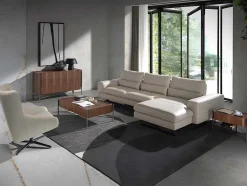 Angel Cerda Hoekbank-Chaiselongue Sofa (R) In Leer En Mat Staal 6152