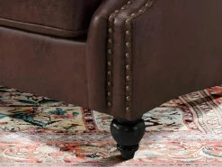 Vente-unique Fauteuil Stof-Chesterfield Fauteuil Aquitaine Van Microvezel Effect Lived-In Leer - Bruin
