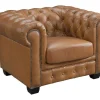 LINEA SOFA Fauteuil Leer-Chesterfield Fauteuil Brenton 100% Buffelleer - Vintage Caramel