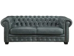 LINEA SOFA Bankstel 3+2-Chesterfield Zitbank 3 + 2 Plaatsen Brenton 100% Buffelleer - Spaans Groen